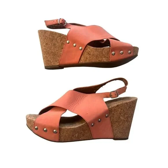 Lucky Brand |‎ Coral Cross Wedge Cork Sandals | Women's Size 9.5 - Picture 4 of 10